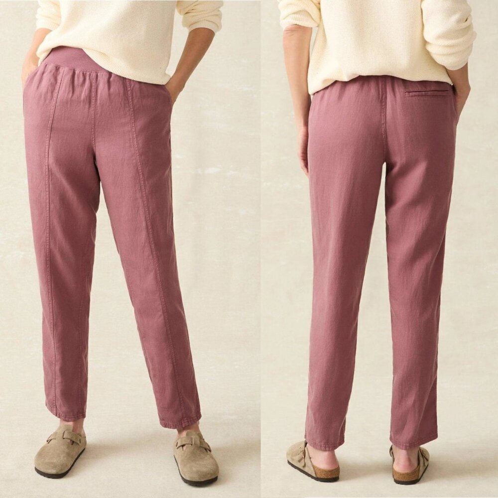 NWT New $148 Faherty Arlie Rosewood Pull-On Tapered Leg Pants Size XS